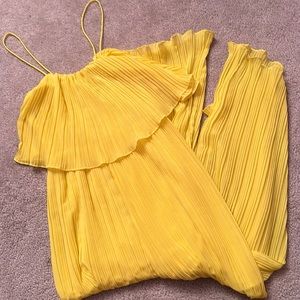Zara Yellow Pleated Jumpsuit